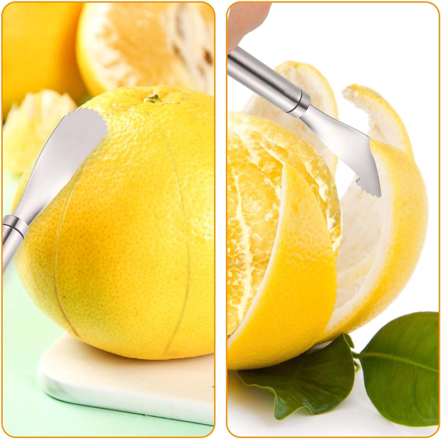 Orange Peeler & Grapefruit Peeler, Stainless Steel Orange Peeler Tool Citrus Peeler Long Handle Orange Pomelo Peeler Tool Fruit Opener Remover for Kitchen Gadget Chef Tools image number 2