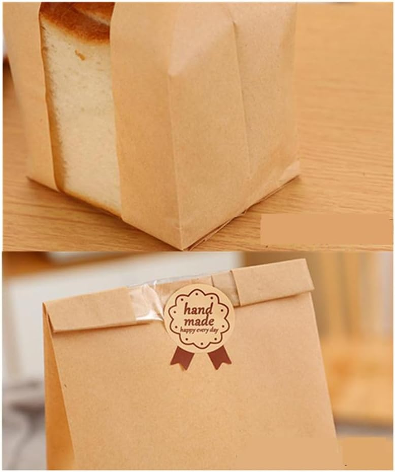 50PCS Paper Bread Bags, CAASFOOY Large Kraft Homemade Bread Sourdough Bags Kraft Paper Bakery Bags with Window,For Bread, Sandwiches, Coffee Beans (35 * 21 * 9Cm) image number 1