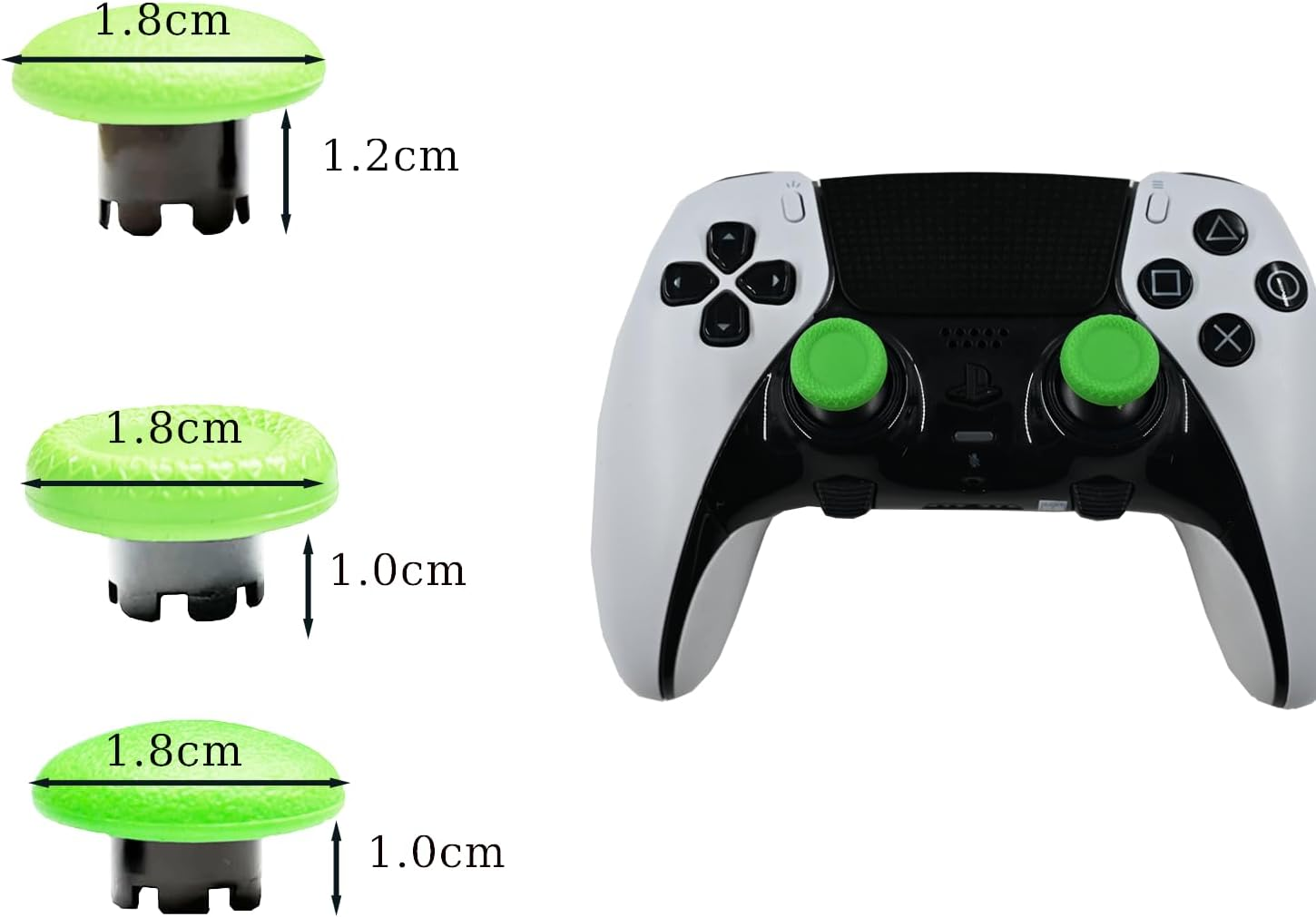 6 Pcs Metal Thumbsticks for PS5 Edge Controller, 4 Pcs Back Paddles Triggers Buttons for PS5 Dualsense Controller, Replacement Accessories Parts for PS5 Edge Controller Analog Joystick(Green)