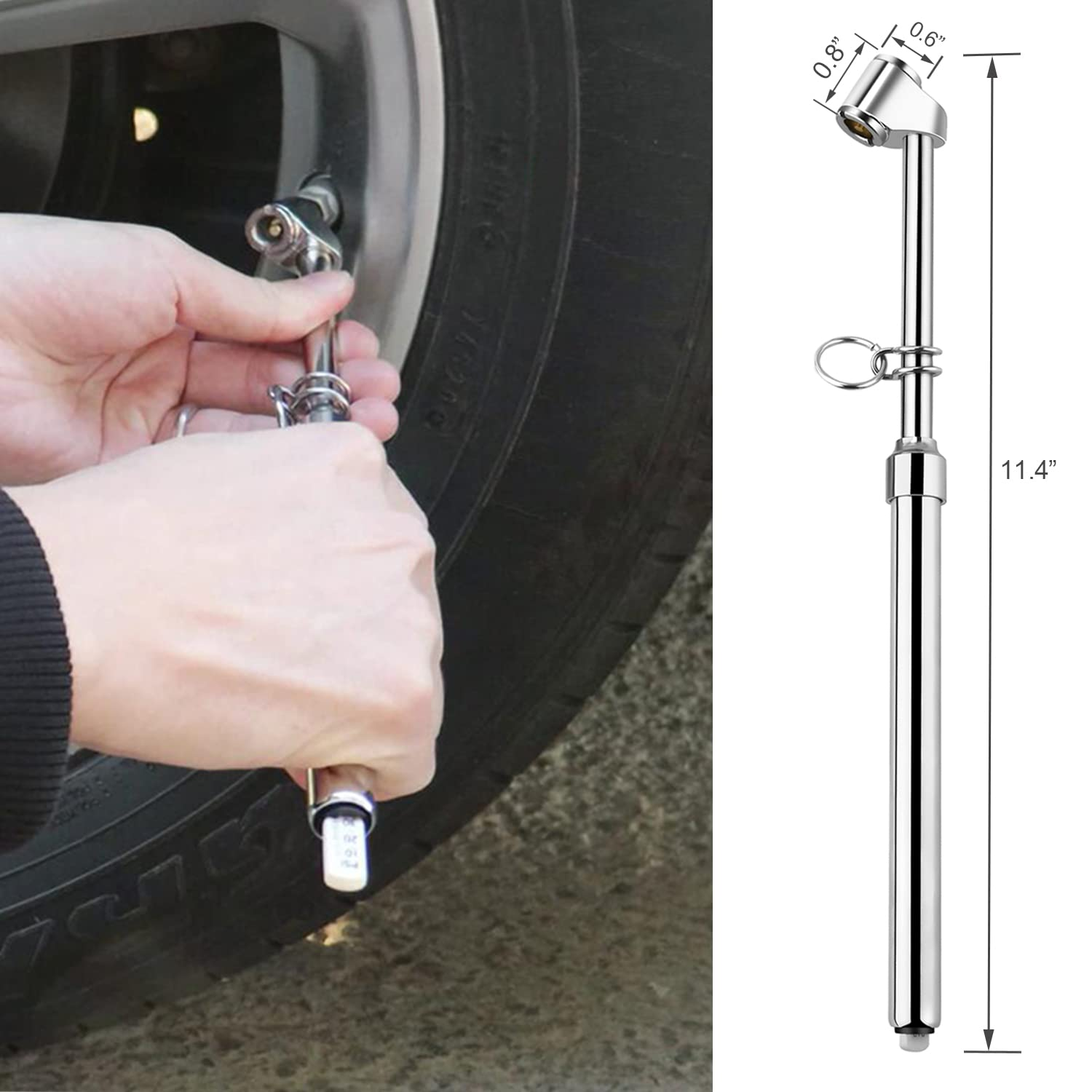Atsafepro Truck Tire Pressure Gauge,Heavy Duty Pen Tire Gauge Range to 150Psi/10Bar,Dual Head Air Pressure Gauge (Pack of 2) image number 3