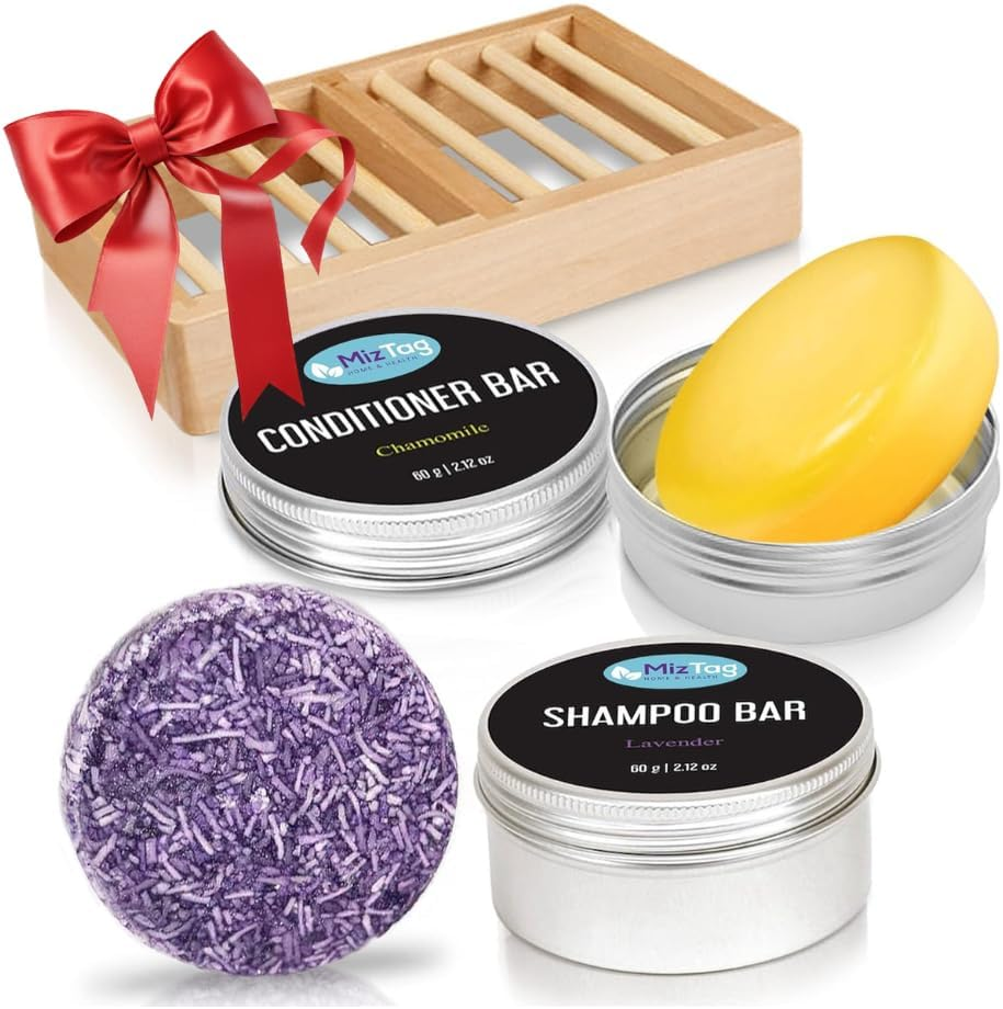 Shampoo Bar Conditioner Set with Shampoo Bar Holder & Travel Tins Included - 5Pcs. Vegan, Eco-Friendly & Paraben-Free. image number 3