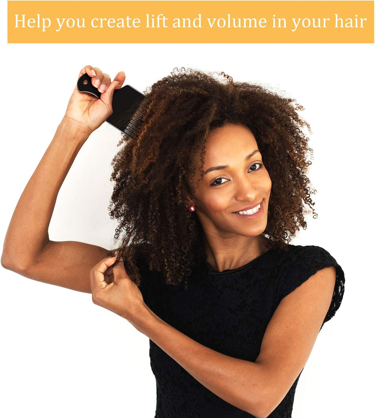 6 Pieces Smooth Plastic Afro Hair Combs, 6.5 Inch Natural Curly Hair Styling Tool (Black) image number 1