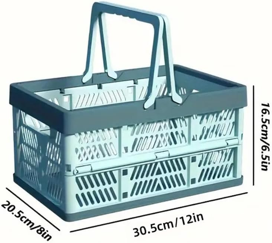 AIMALL Foldable Picnic Basket, Portable Shopping Basket for Vegetables and Fruits, Durable Plastic in 3 Colours, 12"X8"X6.5" image number 3