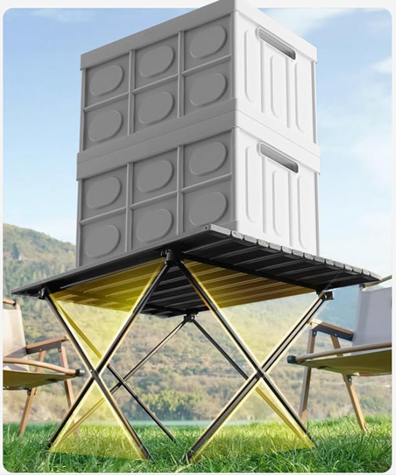 Folding Camping Table, Ultralight Aluminum Portable Table with Carrying Bag for Camping, Hiking, Backpacking, Picnic, Beach, BBQ, Compact Lightweight Collapsible Travel Side Table (Black) - Log Color image number 4