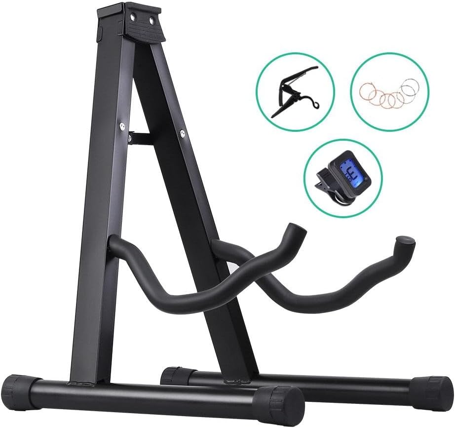 Alpha Folding Acoustic Guitar Stand with Capo, Black image number 3