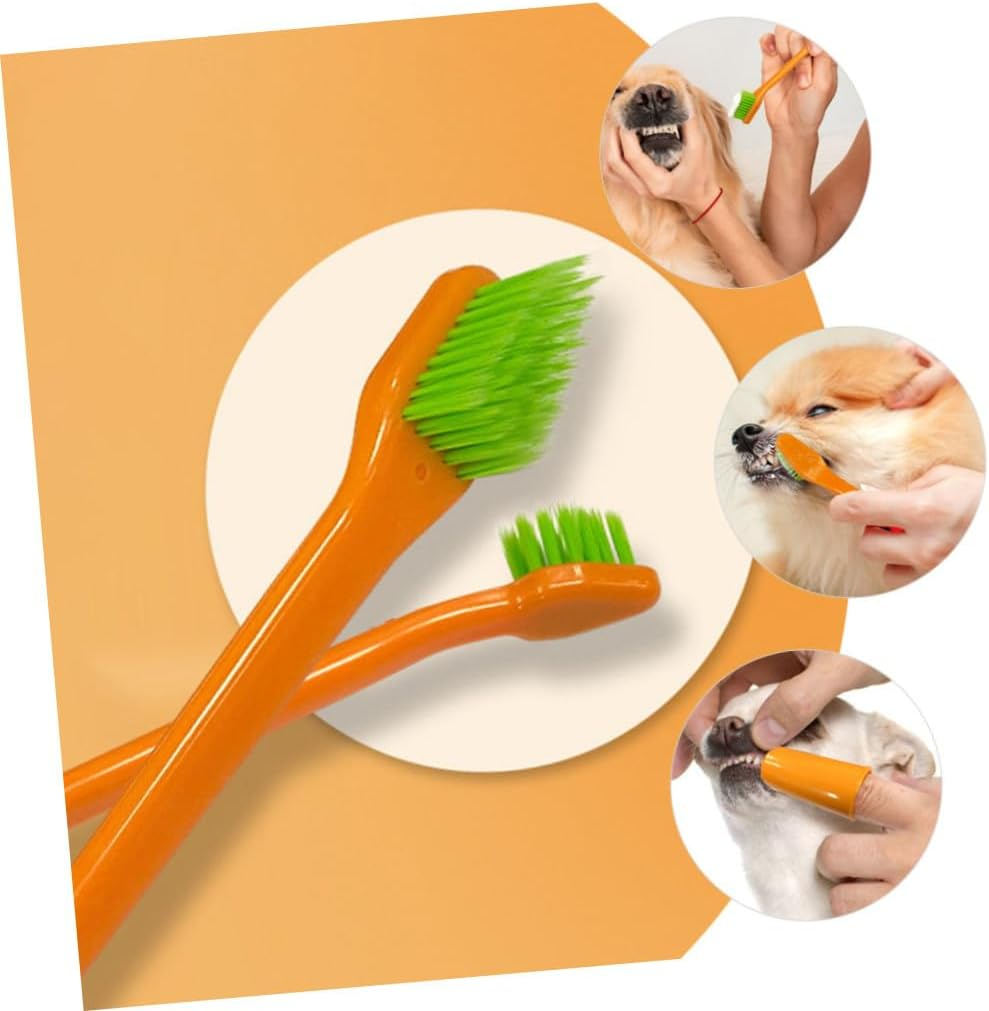 TEHAUX Dog Toothbrush Finger Kit Pet Tooth Cleaning Tool Cleaning Mouth Toothbrush for Small to Large Dogs Cats