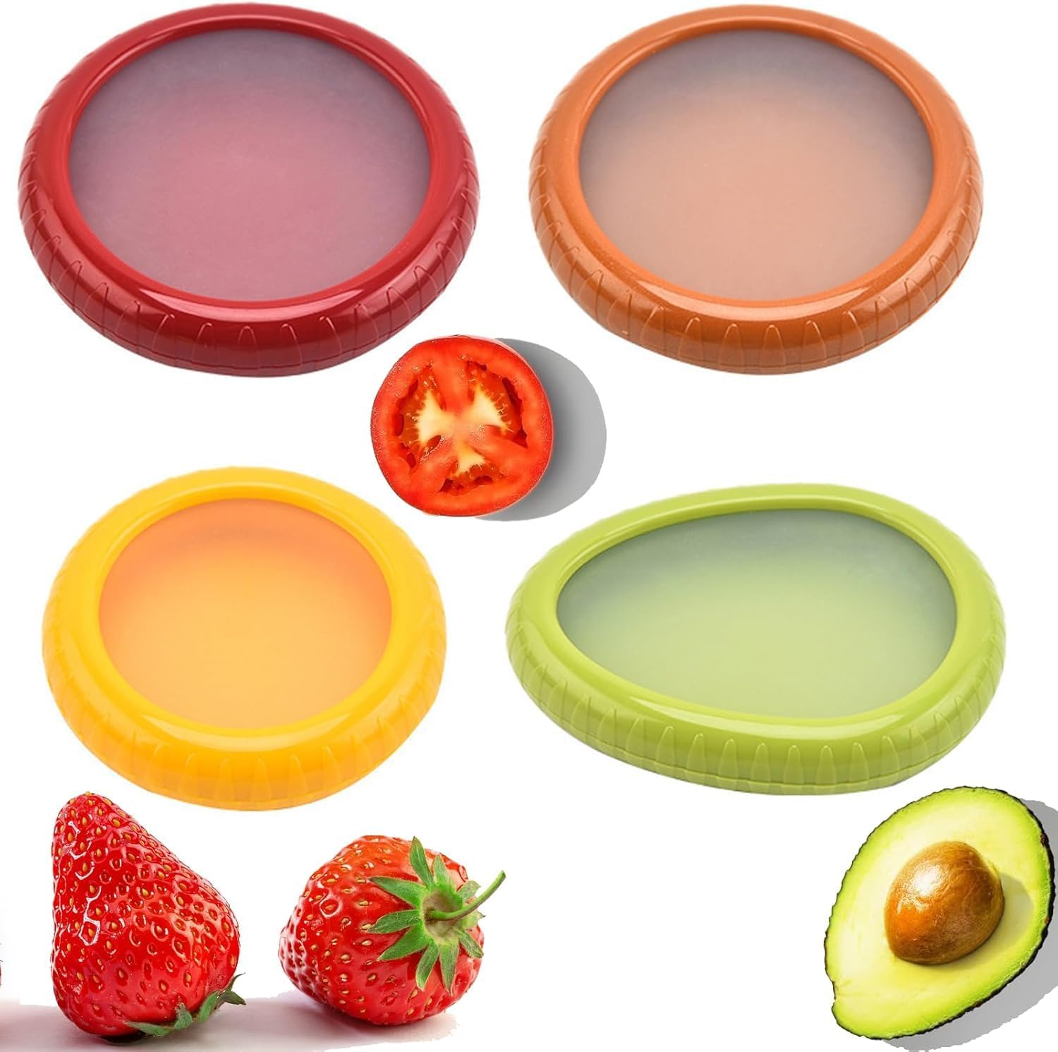 Avocado Saver and Tomato Holder - Set of 4 Reusable Storage Containers for Fridge - Ideal for Garlic, Onions, Lemons, and Potatoes image number 2