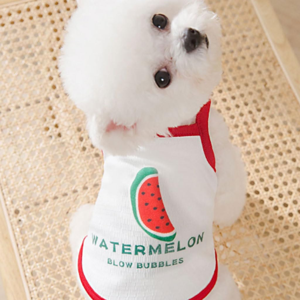 Summer Puppy Skirt Shirt Bunny Carrot Watermelon Printed Clothes Kitten Vests Camisole Puppy Summer Apparel Clothes for Small Dogs Cute Female Dog for Small Medium Dogs Cats image number 4