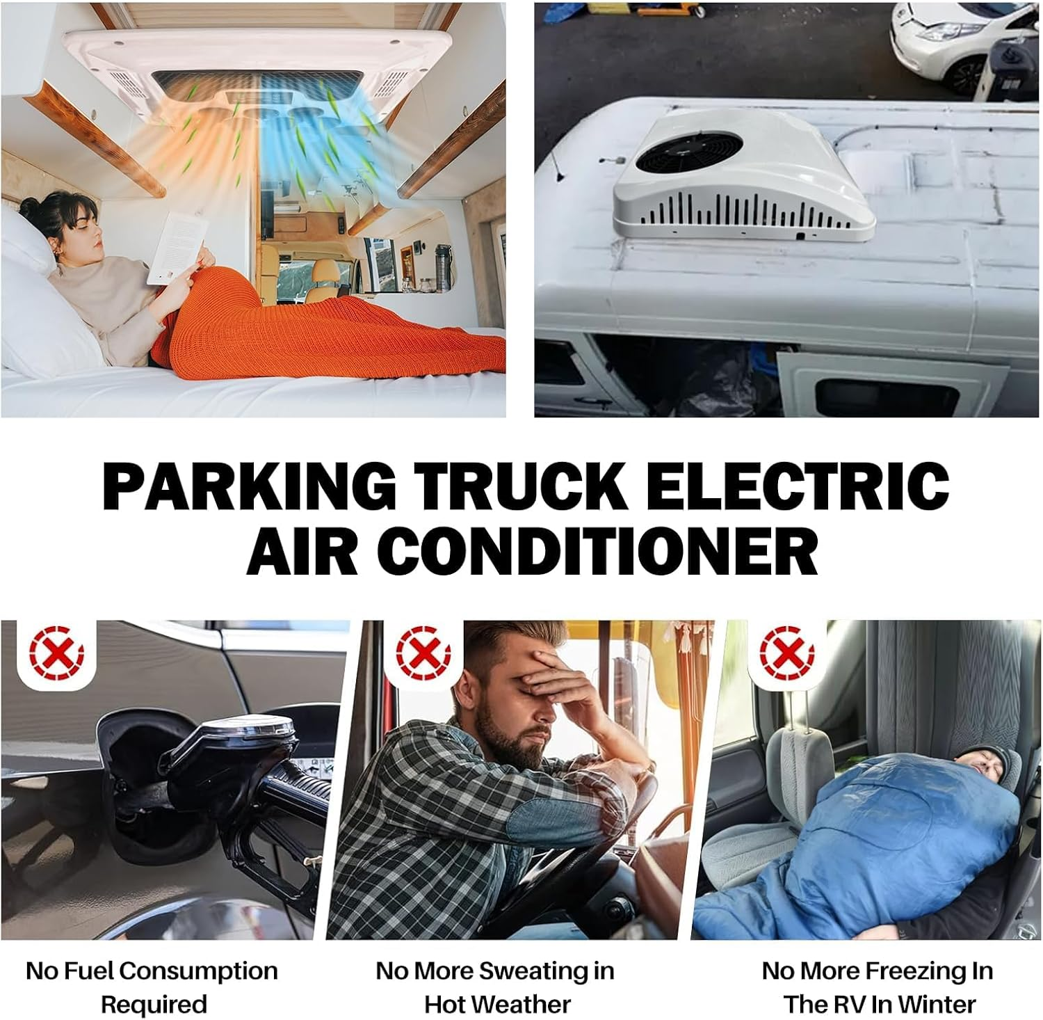 RV Air Conditioner with Heat Universal Rooftop Ac Unit Rv Air Conditioner Heater Combo, 8500BTU Quiet 12 Volt Camper A/C Unit, 2 in 1 Heating & Cooling Mode for Car, Truck, Trailer, Caravan (24V) image number 3