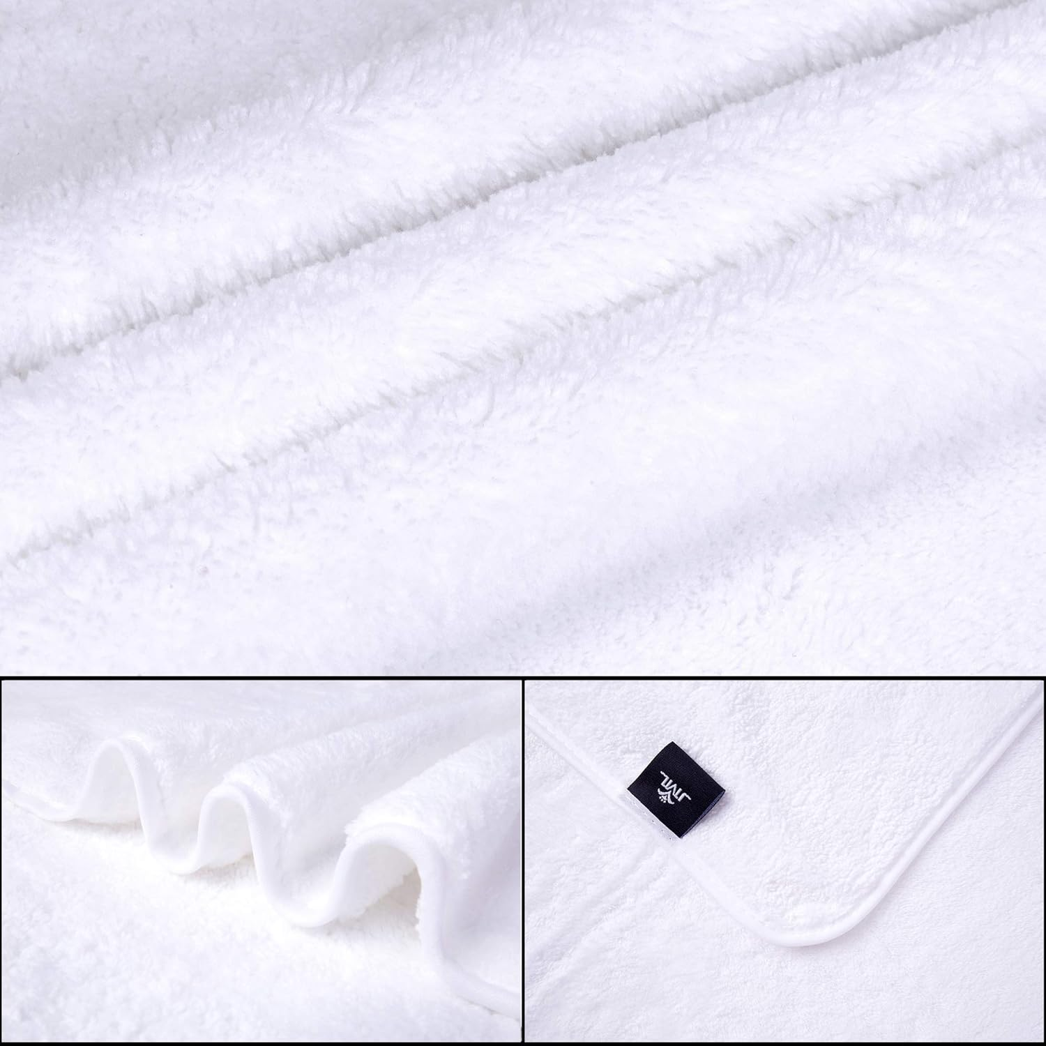 JML Bath Towels (2 Pack, 30"X60"), White Fleece Bath Towel, Luxury Hotel & SPA Towel Sets - Super Soft and Absorbent, Lint Free, Fade Resistant Oversized Bath Towel, Coral Fleece White image number 4