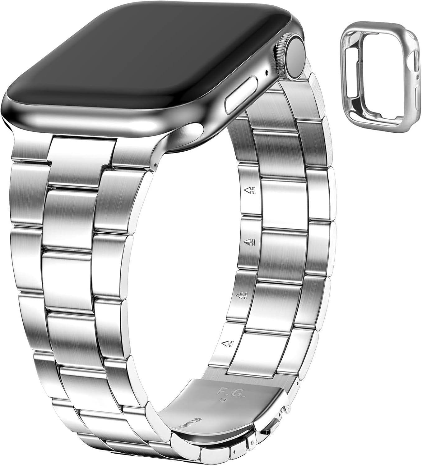 Fullmosa Compatible with Apple Watch Band 41Mm 40Mm 38Mm, Upgraded Version Stainless Steel Watch Band/Strap with Case for Apple Watch SE2 SE Series 9/8/7/6/5/4/3/2/1, 38Mm 40Mm 41Mm Silver