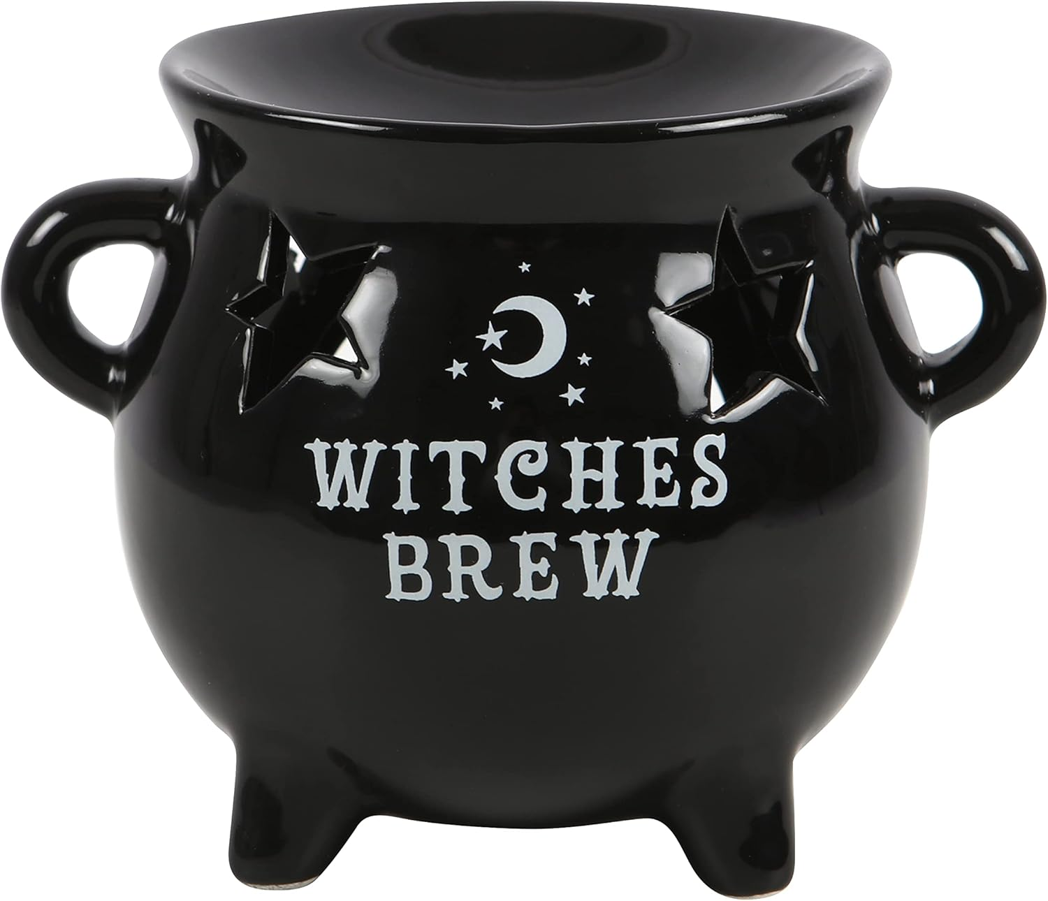 Witches Brew Black Cauldron Oil Burner Wax Burner Tealight Candle Holder with Cut-Out Star Great Gift Idea for Anyone with an Interest in Witchcraft or Wizardry, Halloween image number 2