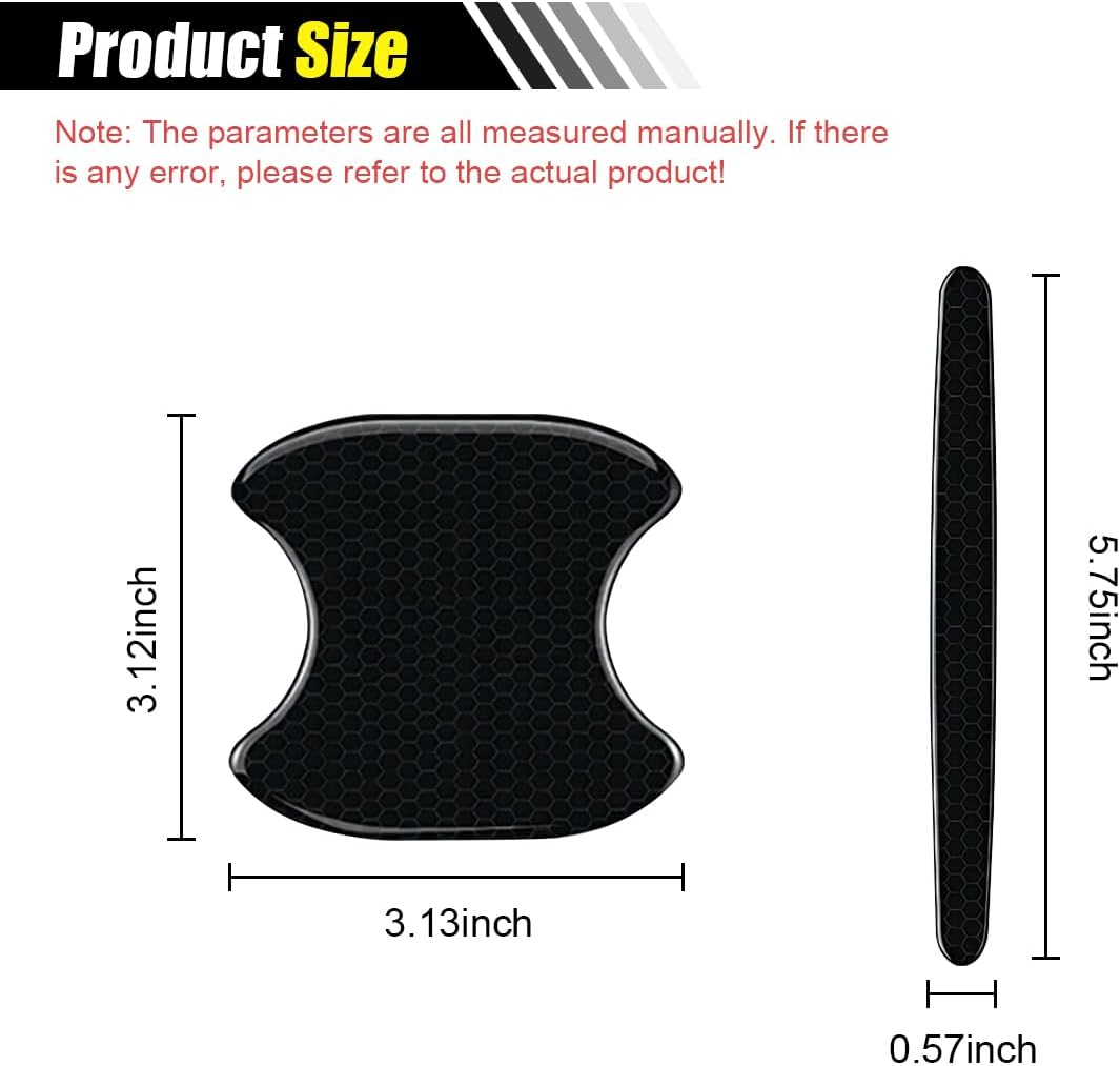 LHDOS 8PCS Car Door Handle Cup Scratch Protector - Reflective Sticker - Anti-Scratch Paint Cover - Black Rubber - Universal Fit image number 1