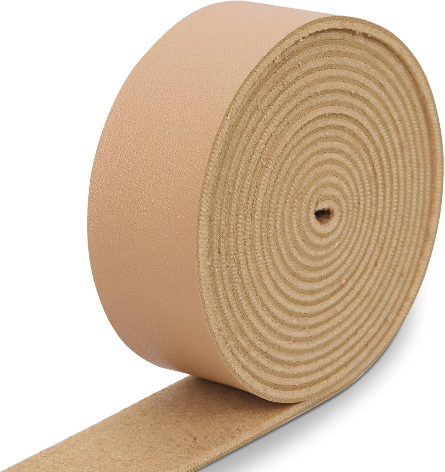 Swpeet Light Camel 1 Inch Wide 80 Inches Leather Strap, Single Sided Full Grain Leather Strips Cord String, Long Flat Belt Strips Ideal for DIY Craft Projects, Clothing, Jewelry, Wrapping - Beige image number 5