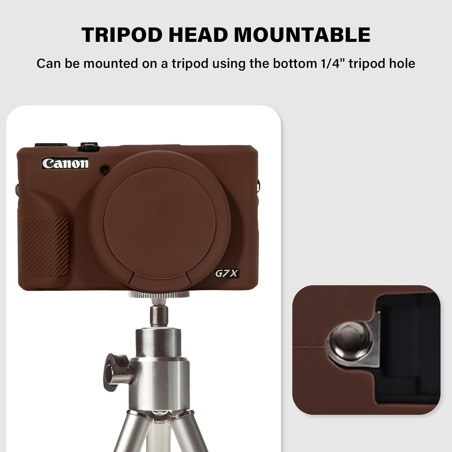 TYUANDOUER G7X Mark III Case & LCD Screen Protector Accessories Kit, Soft Silicone Case for Canon Powershot G7X Mark III Camera, Lightweight Protective Case Cover for G7X3 G7XIII - Dark Brown image number 4