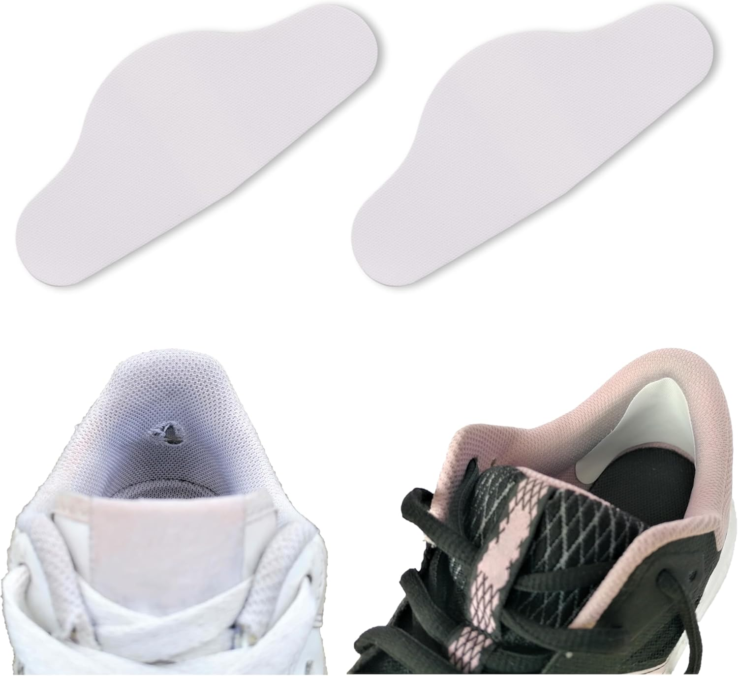 Heel Hole Preventer for Running Shoes, Sneakers, Shoes & Boots. &lsquo;Wrap-Around&rsquo; Style Self-Adhesive Black Patches. Extremely Strong Patches Prevent and Repair Heel Holes.