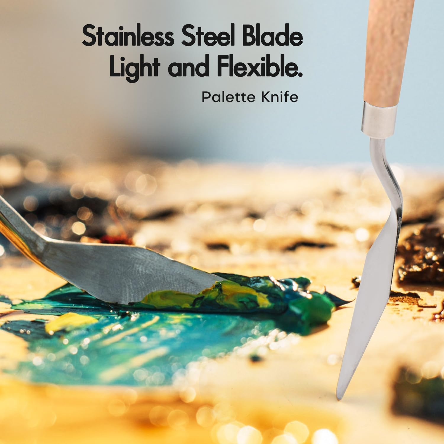 24 Pcs Paint Brush Set,Acrylic Paint Brush Set, Enhanced Synthetic Brush with Canvas Roll and Palette Knife for Acrylic, Oil, Watercolor and Gouache Painting image number 6