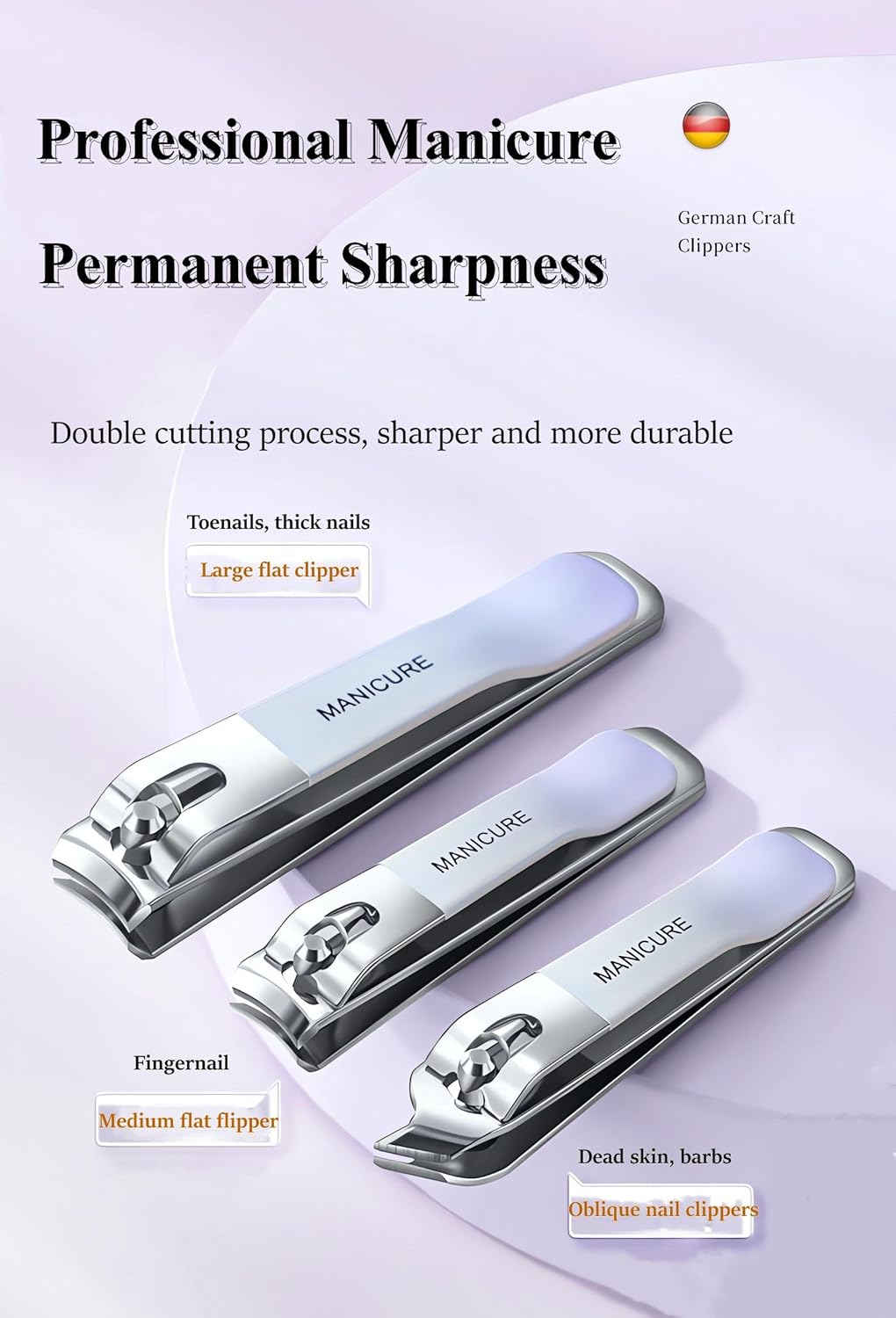 4 Pcs Manicure Set Stainless Steel Nail Clippers, Beauty Tool Portable Set Professional Grooming Kits, Travel Nail Kit for Men and Women (Gradient Pink) - Champagne Gold Pro image number 6