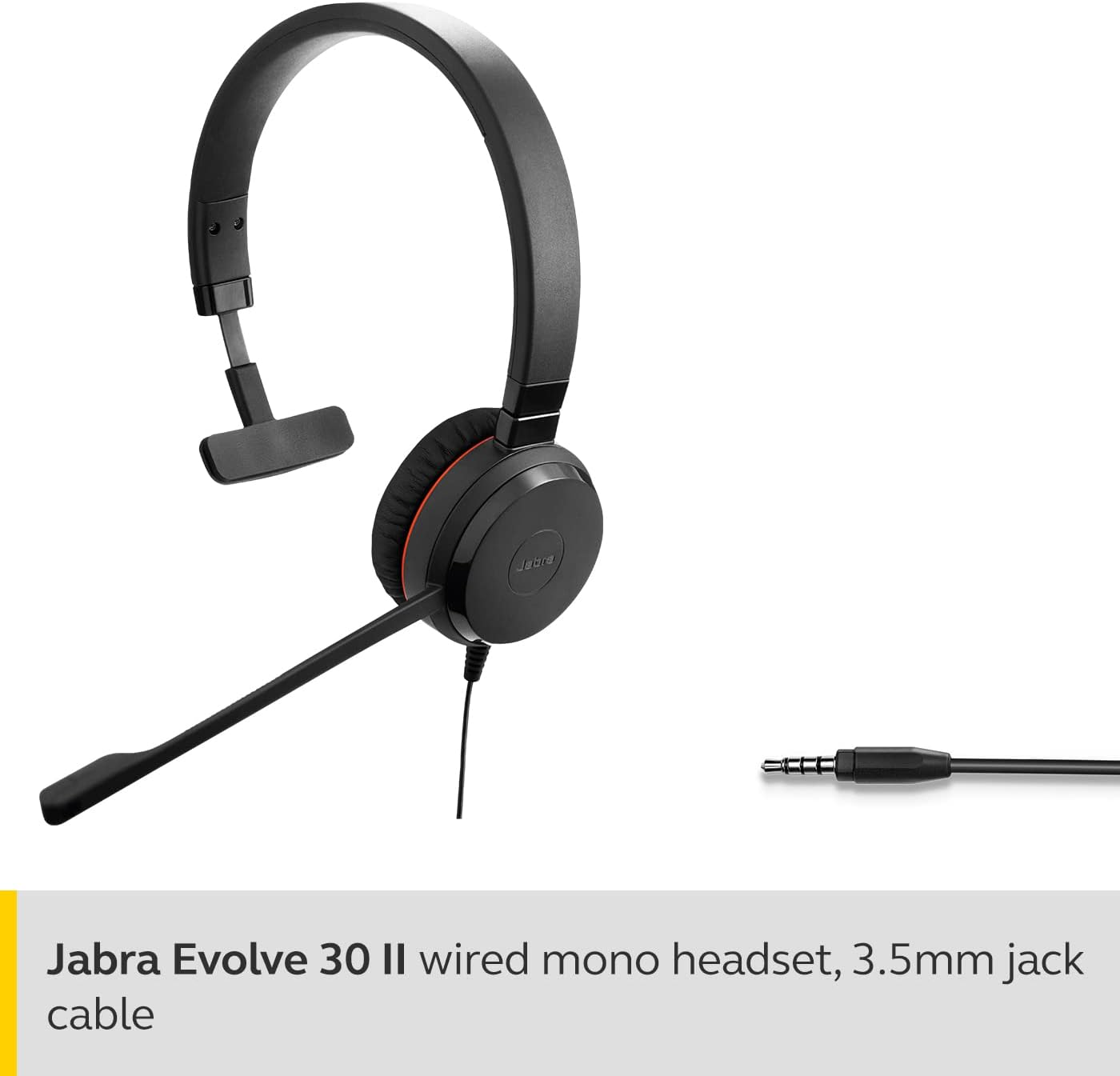 Jabra Evolve 30 II Wired Headset - USB C + 3.5Mm Jack - Advanced Chipset with ANC in Uni Directional Microphone - on Ear Headphones with Noise Cancelling Mic - Rich, Immersive Sound - UC Certified image number 4