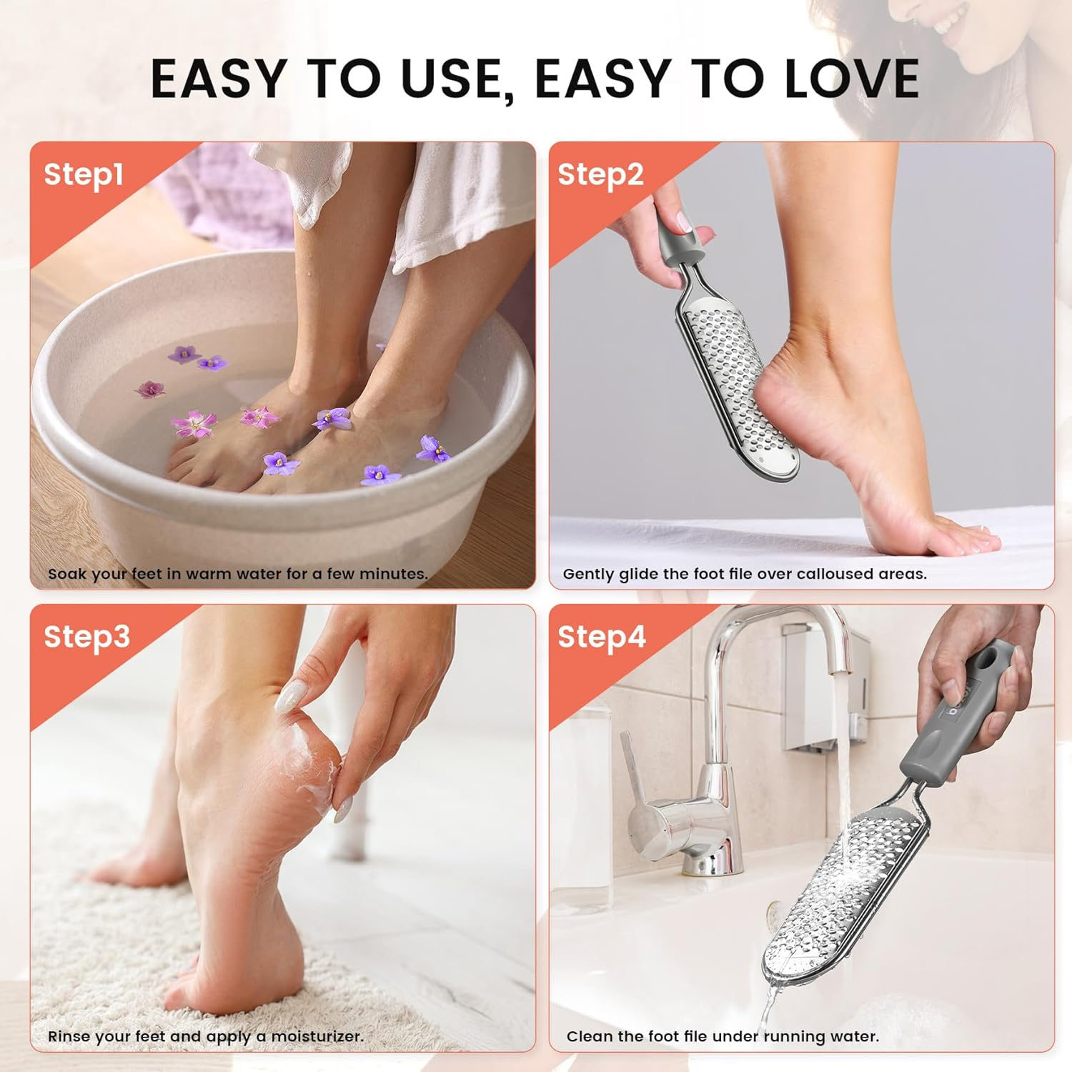 BEZOX Pedicure Foot File Foot Scraper for Hard Skin (XL Size) -Hard Skin Remover Used on Wet or Dry Feet- Huge Plane Surface Foot Scrubber for Soft & Smooth Heels(Grey) image number 3