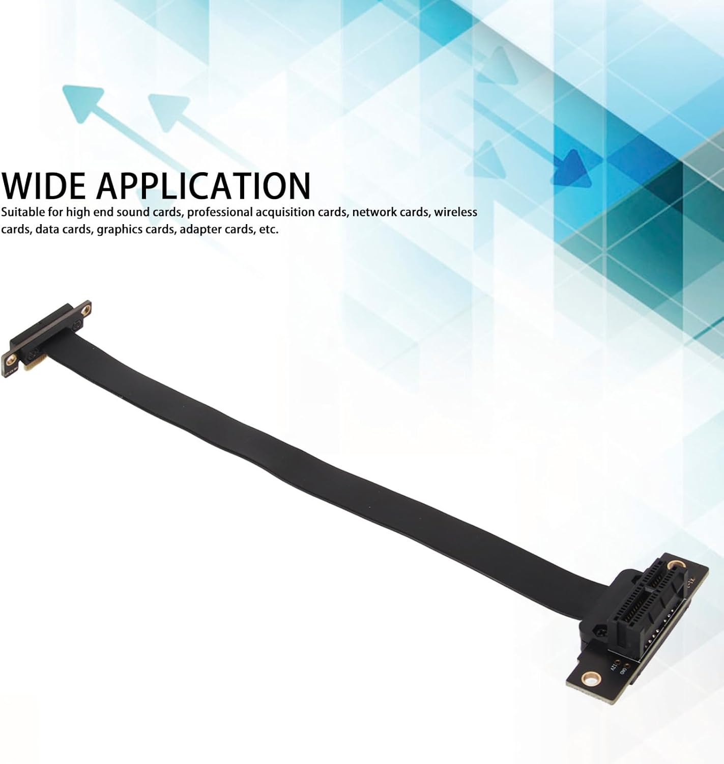 PCIE 3.0 Extension Cable, 30CM / 11.8In Pcie 3.0 1X Riser Cable, Dual 90 Degree Ribbon Adapter for Sound Cards, Network Cards, Data Cards, Graphics Cards, Adapter Cards