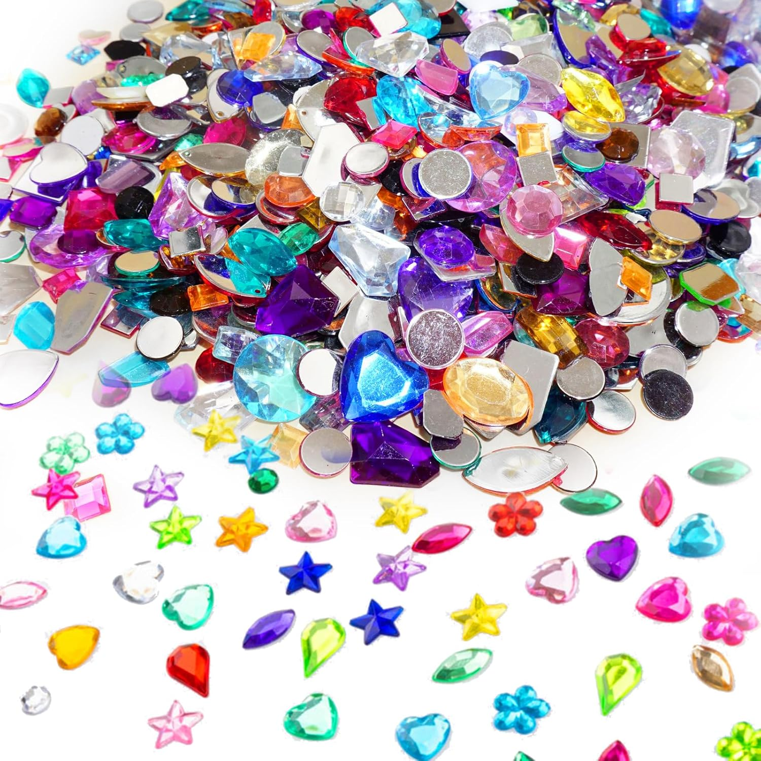 1200 Pieces Acrylic Rhinestones Colourful Gemstones Set Glitter Artificial Gemstones Multicoloured Mix Shape for Crafts, DIY, Party Events, Pirate Treasure image number 6