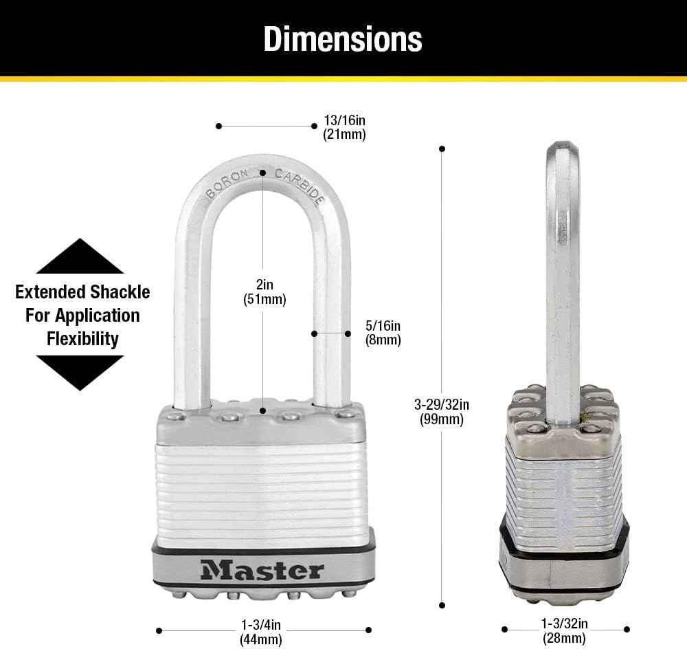 Master Lock M1XTRILH Magnum Laminated Steel Padlock with Shackle, 45 Mm Size (Pack of 3) image number 6