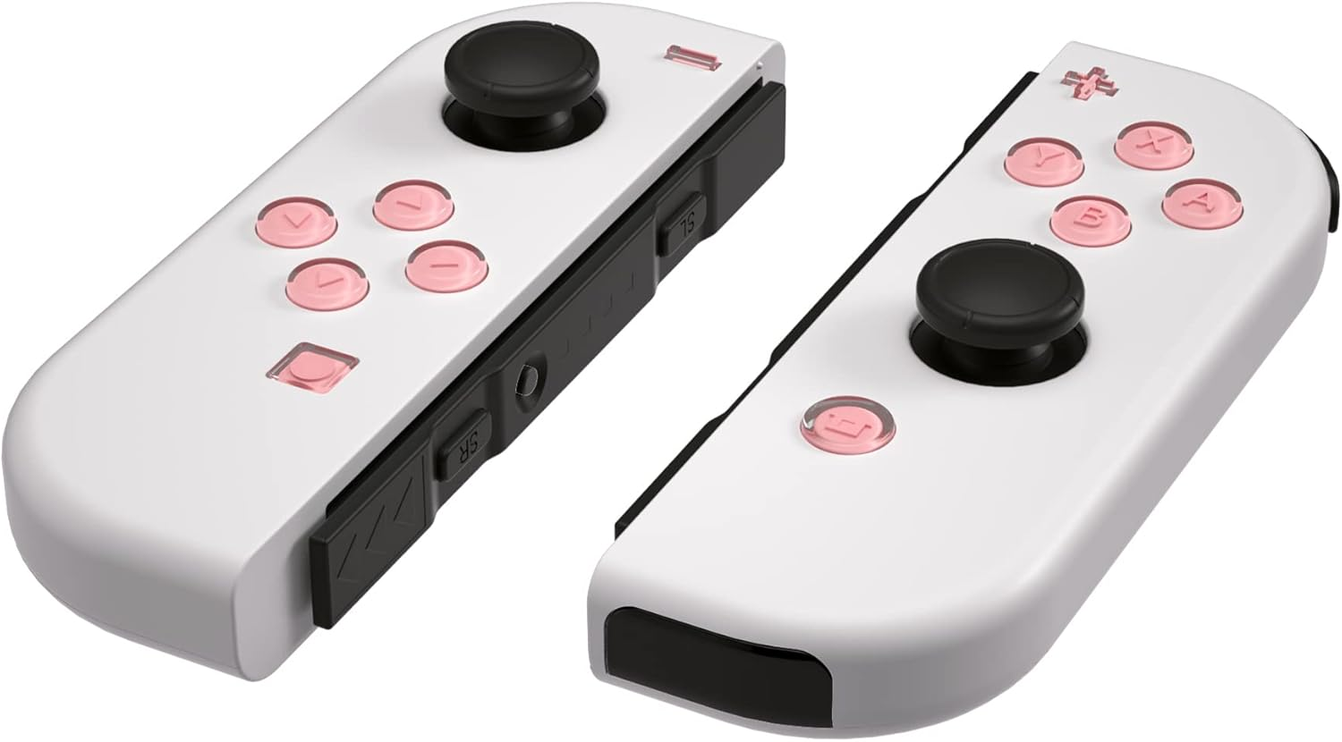 Extremerate Replacement Controller ABXY Direction Home Capture + - Jelly Buttons, Two-Tone Pale Red & Clear W/Symbols Action Face Keys for Nintendo Switch & Switch OLED Joy-Con - Joycon NOT Included - Blue Red image number 3