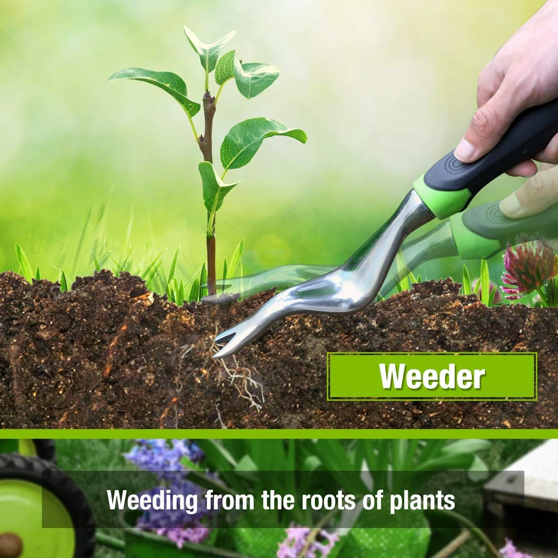 WORKPRO Garden Tool Set 5 Pieces Gardening Work Gifts Cast Aluminum Outdoor Hand Tools Kit for Men and Women Including Trowel Transplanter Weeder Hand Fork Cultivator image number 3