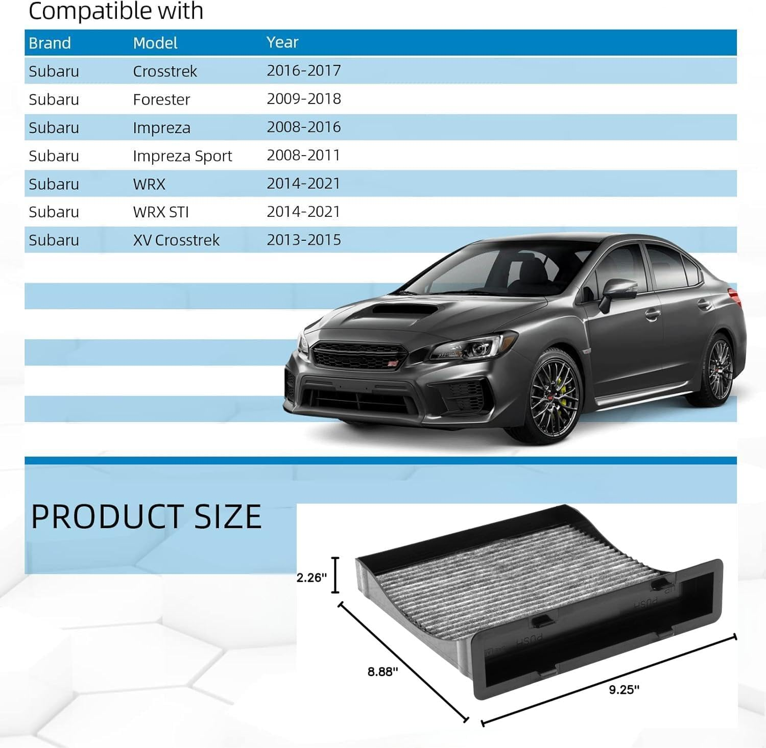 Cabin Air Filter with Activated Carbon, CF10930 for Subaru Crosstrek Forester Impreza,Wrx WRX STI XV Crosstrek image number 5