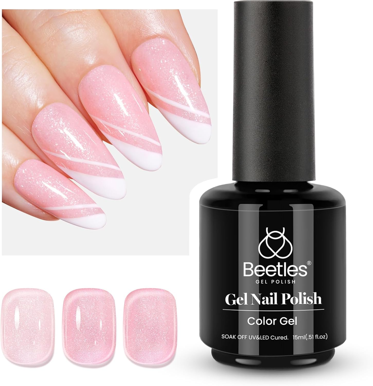 Beetles Gel Polish Gel Polish 1 Pcs Jelly Shimmer Glitter Gel Nail Polish Milky Pink Nail Art Manicure 15 ML Uv Gel Girls Women image number 1