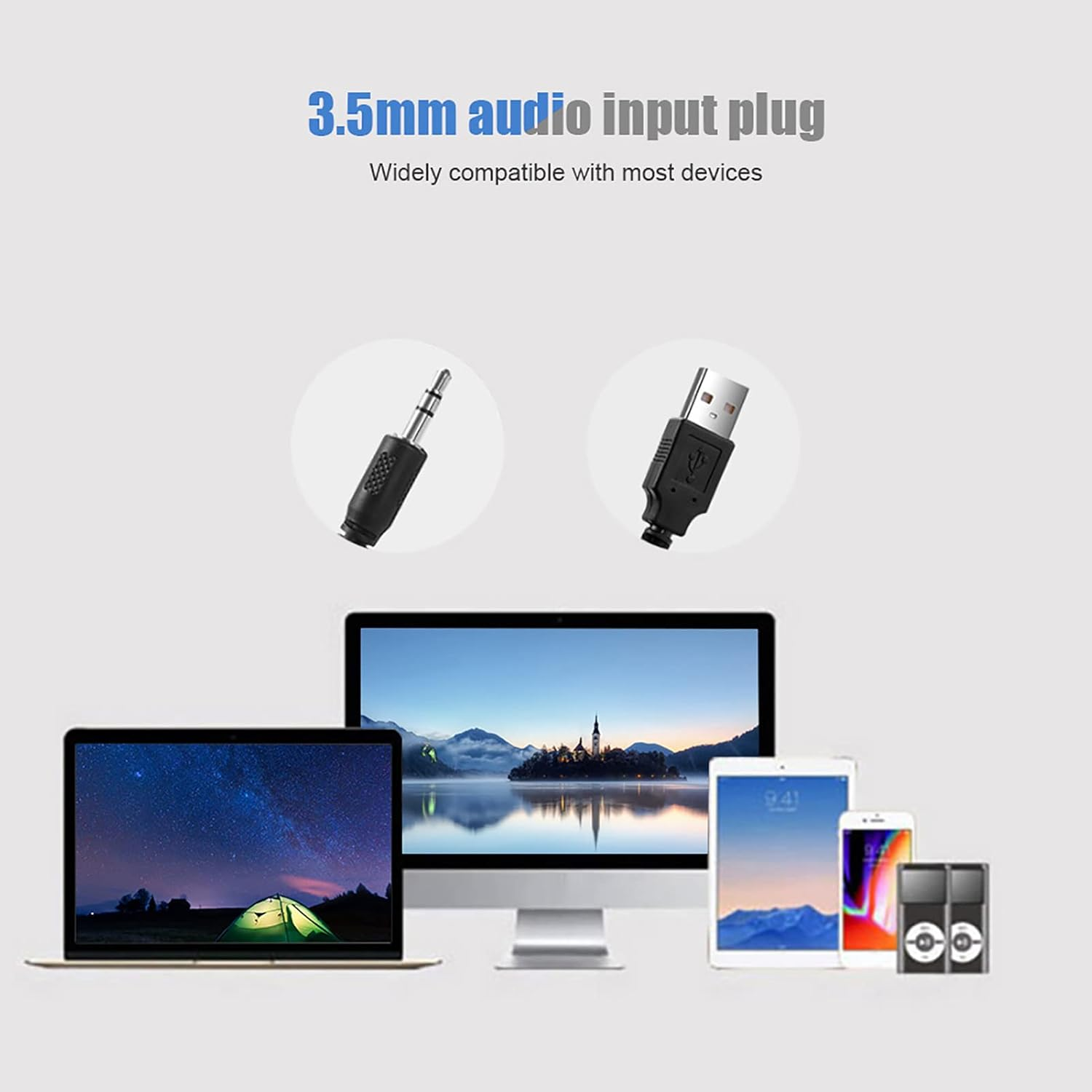 Generic Mini Portable USB Wired Soundbar Music Player Bass Surround Soundbox Speaker with 3.5 Mm Plug for Desktop, Laptop, TV, Smartphone, Tablet PC, MP3, MP4 and More (White) - White image number 3