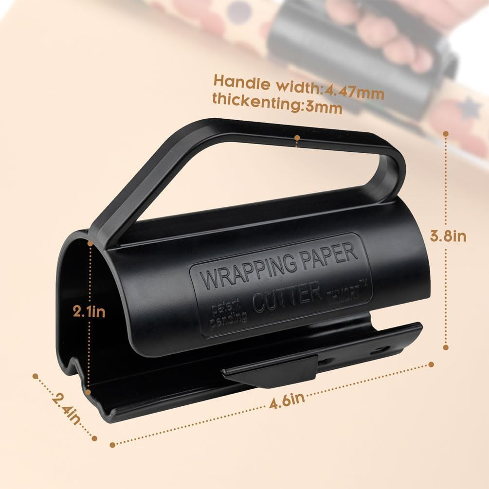 Wrapping Paper Roll Cutter with Handle Wrap Cutter Tool Tube for Crafting Wrapping Paper Christmas Birthday Holidaywrapping Paper, Black Wrap Cutter Gift Wrapping image number 3
