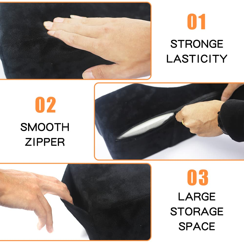 Mnpartnery Salon Eyelash Extension Neck Pillow - Comfortable Velvet Beauty Memory Foam Pillow,To Protect the Neck When Used for Lash Extension Grafting Make up (Black) - Black image number 4