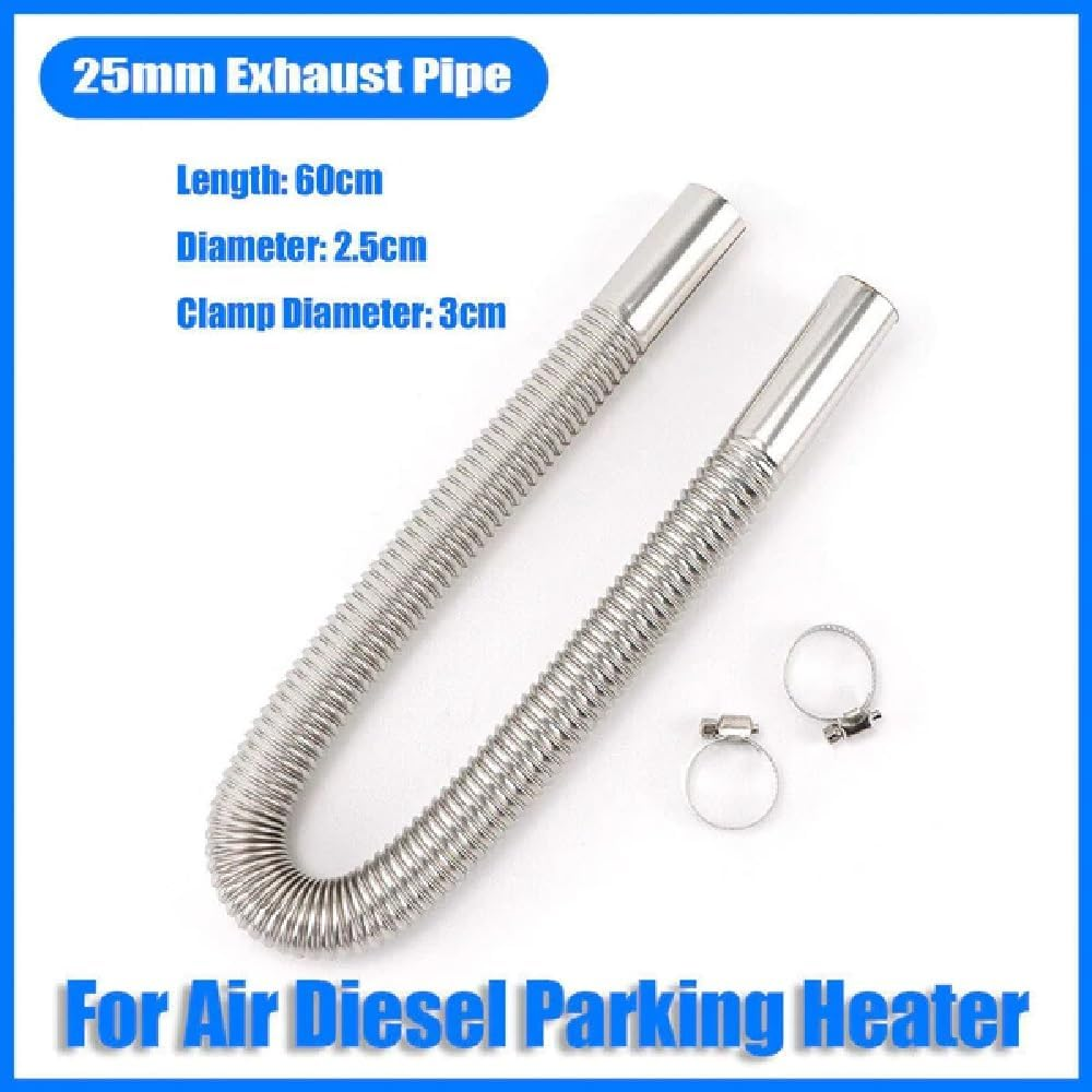EZONEDEAL 60Cm - 300Cm Stainless Steel Exhaust Pipe Parking Air Heater Fuel Tank Diesel Gas Vent Hose Length (60CM) image number 2