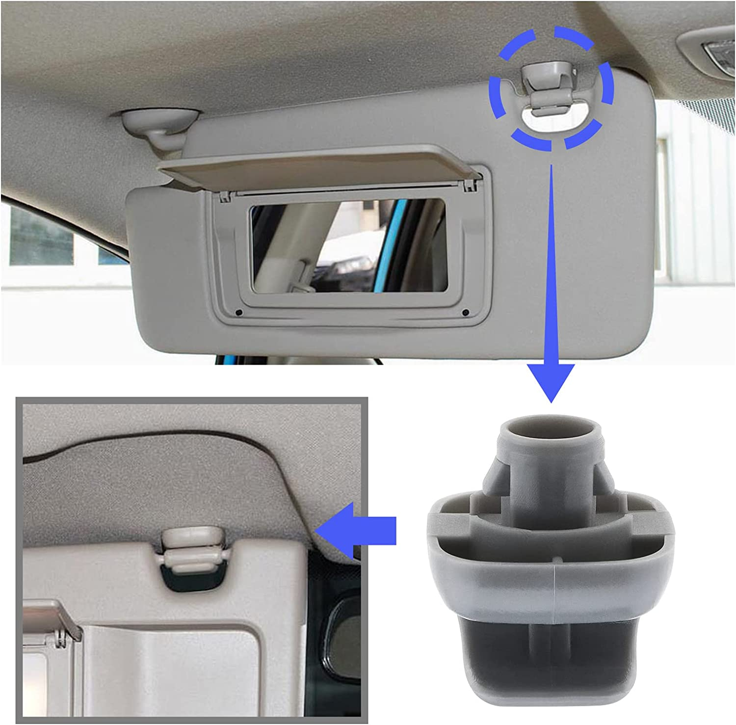 SING F LTD 2Pcs Sun Visor Clips Replacement 88217S04003ZA Compatible with Honda Accord/Civic/Cr-V/Odyssey/Ridgeline Sun Visor Holder Bracket Grey image number 4