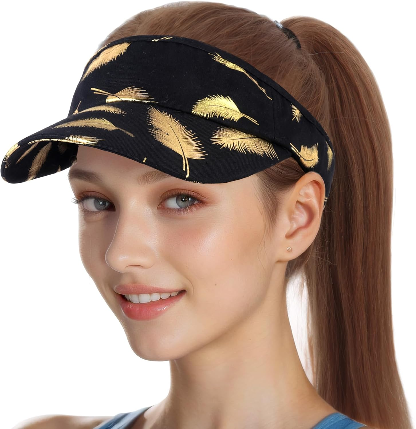 Hebenie Sun Visor Hats-Golf Visor for Women Ponytail Baseball Cap Adjustable Sports Tennis Visor Hat UV Protection Sun Hat Multicolour One Size for Women