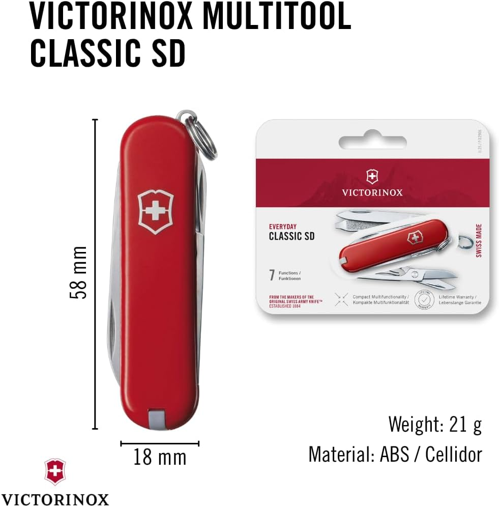 Victorinox Swiss Army Pocket Knife Classic SD with 7 Functions, Red, Gift Box Packaging - Cherry Blossom image number 6