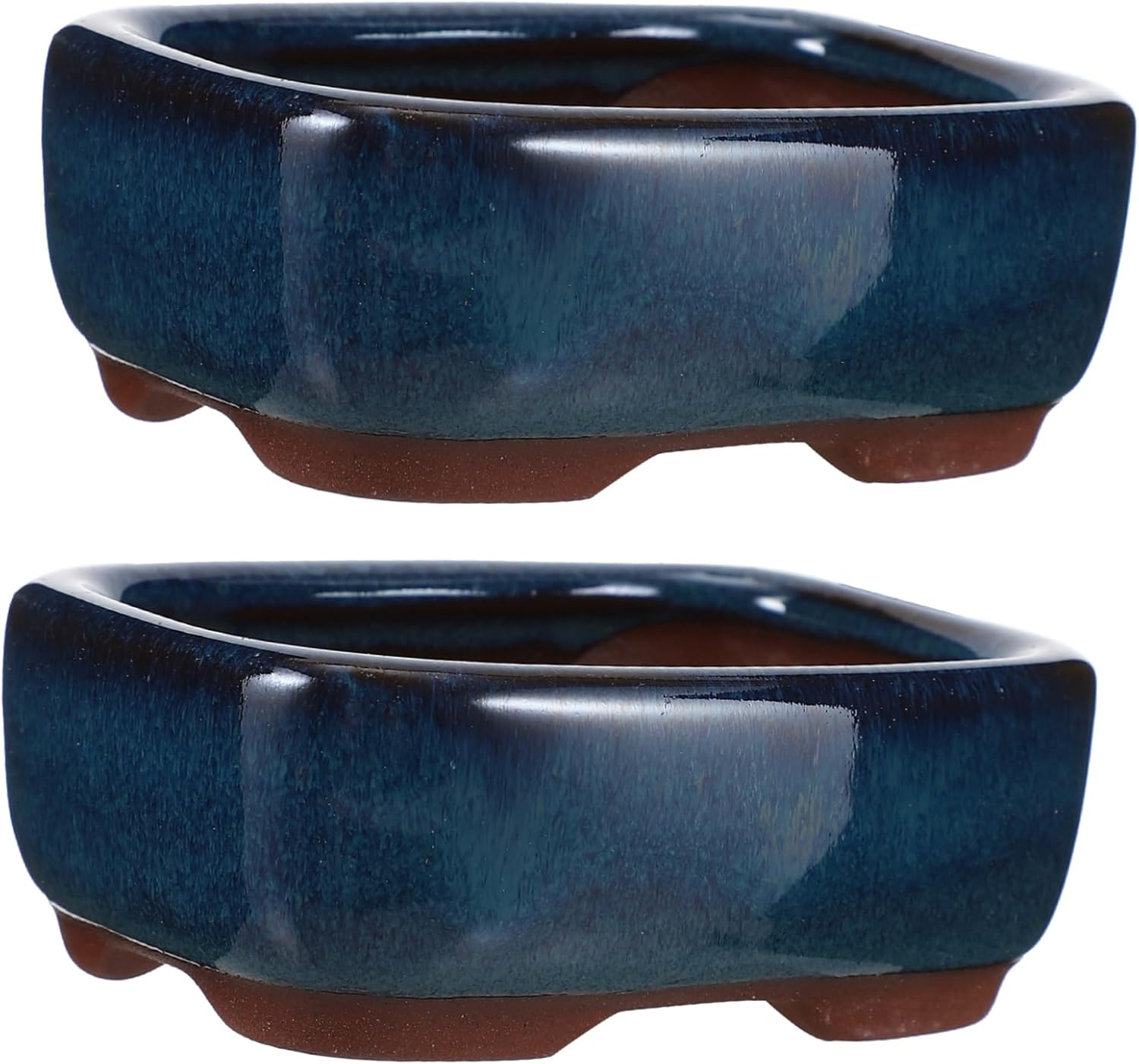 KONTONTY 2Pcs Ceramic Flowerpot Succulent Container Reusable Gardening Planter Indoor Bonsai Garden Supplies image number 6