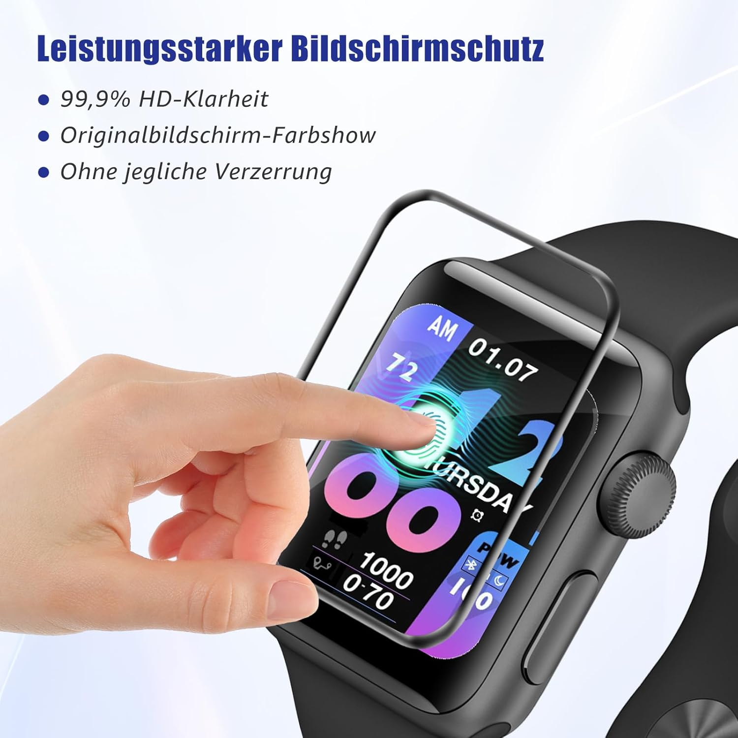 Cable Leader Pack of 2 Screen Protectors for Apple Watch Series 4/5/6/SE 44 Mm, Ultra HD Bubble-Free Anti-Scratch Apple Watch 6 44 Mm Protective Glass, 3D Curved Ultra Resistant Iwatch 5 44 Mm Film