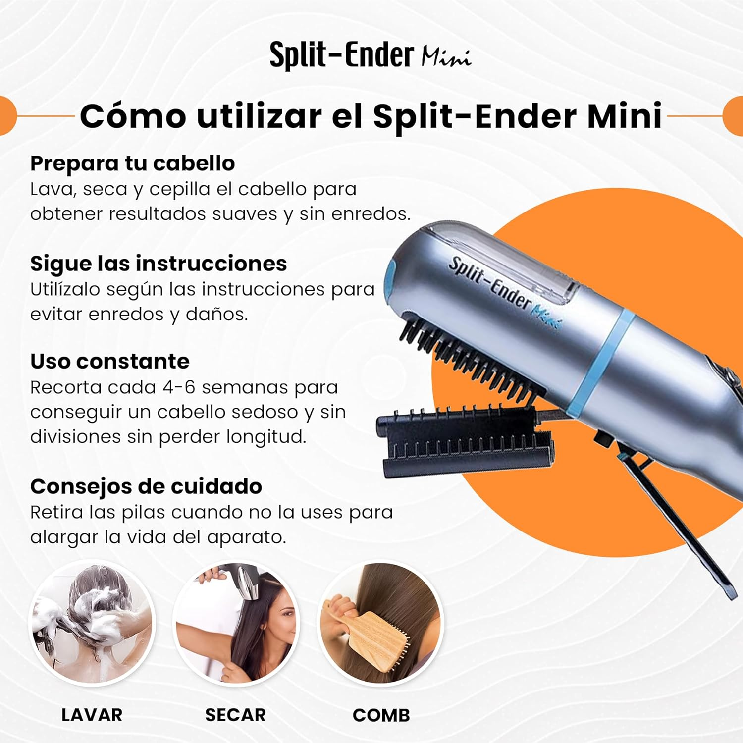 Split Ender Mini Cordless Split End Hair Trimmer for Dry, Damaged and Brittle Split Ends Blue - Silver image number 4