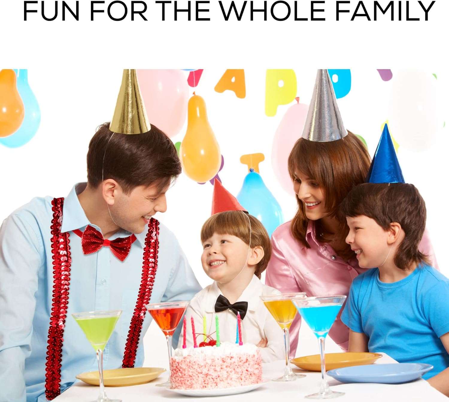 Man of Men - Premium Sequin Bow Tie & Suspenders Set - Blue image number 2