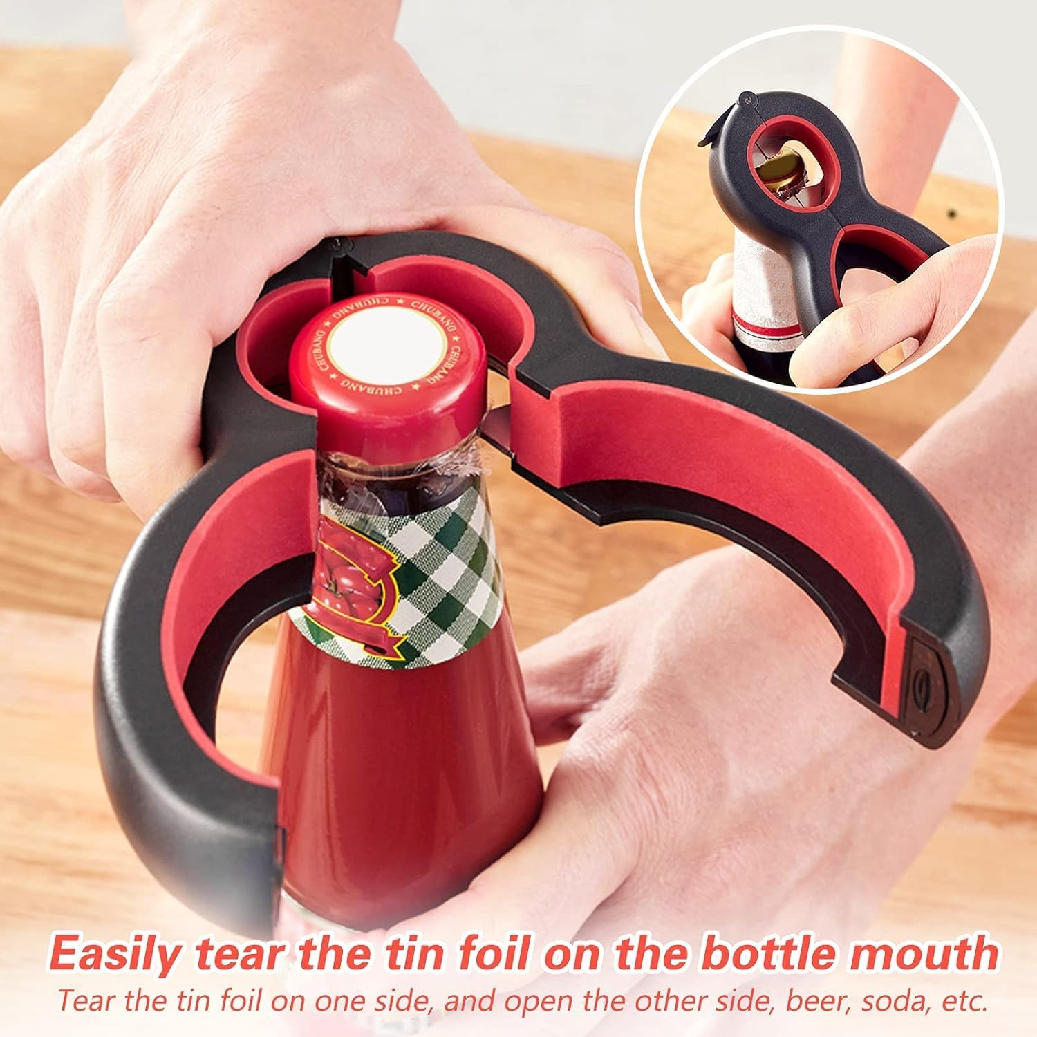 Bliss Gifts & Homewares Bottle Opener I 6 in 1 Multi-Function Non-Slip Jar Can Openers I Portable Stainless Steel Manual I for Kitchen Cooking Restaurant Travel Seniors Patients Women Children image number 2