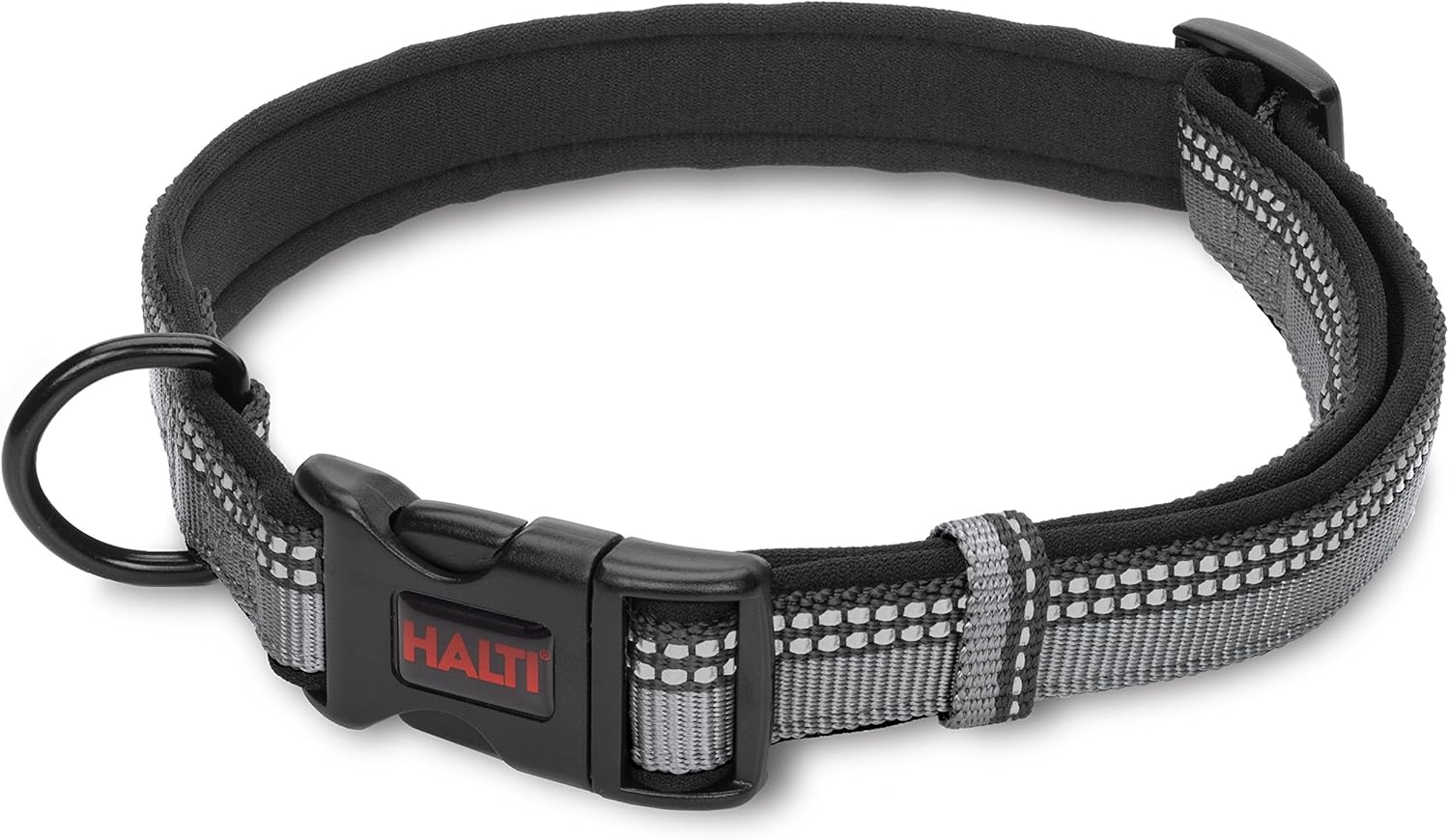 HALTI Comfort Collar - Nylon and Neoprene-Padded Comfy Dog Collar, Reflective, Easy to Fit & Use. Colourful Two-Tone Design, Suitable for Small Dogs and Puppies (Size XS, Black)
