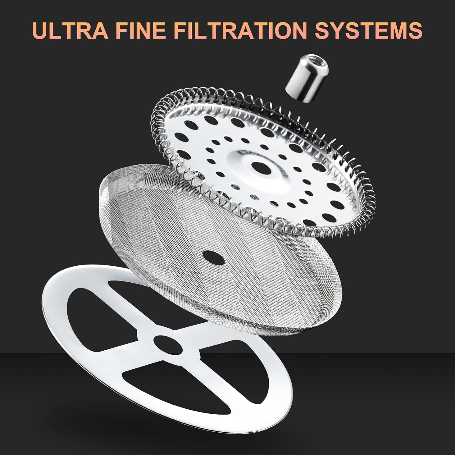 PARACITY French Press Coffee/Tea Maker, Camping Mini Coffee/Tea Press of 304 Stainless Steel Filter and Heat Resistant Glass, Cold Brew Coffee Maker 11.8OZ for Travel& Home Gift(White) - White image number 5