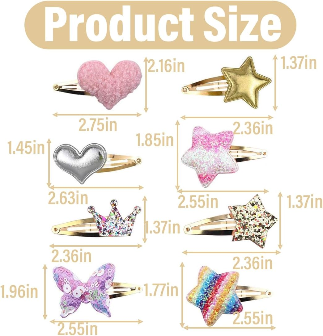 Pack of 16 Hair Clips, Hair Clips Girls Glitter, Colourful Hair Clips Girls Glitter, for Toddlers, Children, Girls, Women, Gift image number 4