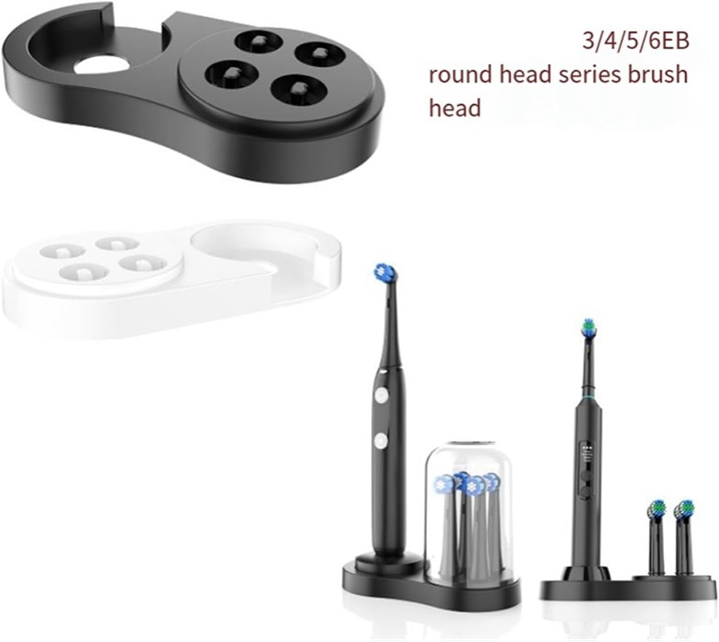 The Toothbrush Holder, Compatible for Oralb IO3 IO4 IO5 IO6 Electric Toothbrush Rack EB17 Brush Head Storage Bracket with Dust Cup(White) - Black image number 2
