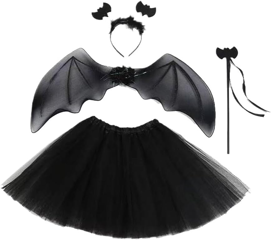 3-Piece Devil Wings Set 4-Piece Devil Wings Set Bat Wings Costumes for Halloween Party Dances (No.5 Black Bat Wings) image number 3