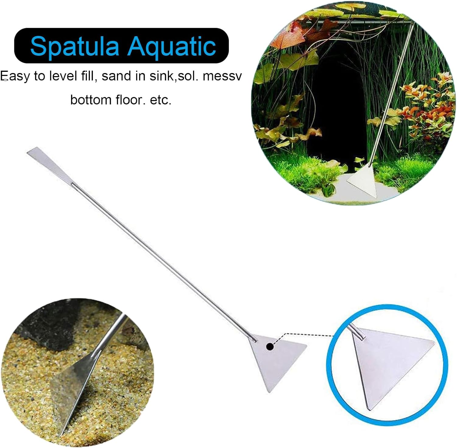 Aquarium Aquascape Tools Kit, Stainless Steel Aquatic Plants Tools, 4 in 1 Anti-Rust Aquascaping Tweezers Scissors Spatula Scrapers Tool Set for Fish Tank Cleaning Plant Trimming Shears image number 5