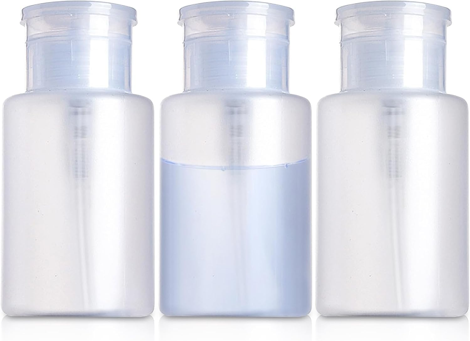 Shuoteng Clear Push down Pump Dispenser, 3Pcs Push down Pump Dispenser Empty Top Bottles,Clear Pump Dispensers Nail Polish Remover Empty Containers
